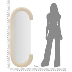 Miroir mural Chantal velours crème 60x7x160 cm – Chic intemporel et douceur raffinée