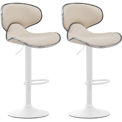 Lot de 2 tabourets de bar Las Vegas V2 simili cuir crème