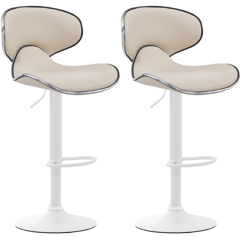 Lot de 2 tabourets de bar Las Vegas V2 simili cuir crème