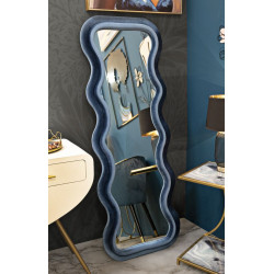 Miroir mural Emily bleu velours 60x6x160 cm – Allure sophistiquée et teinte apaisante