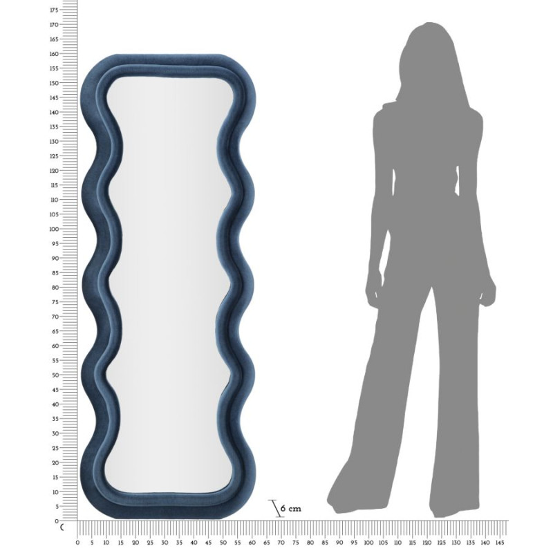 Miroir mural Emily bleu velours 60x6x160 cm – Allure sophistiquée et teinte apaisante