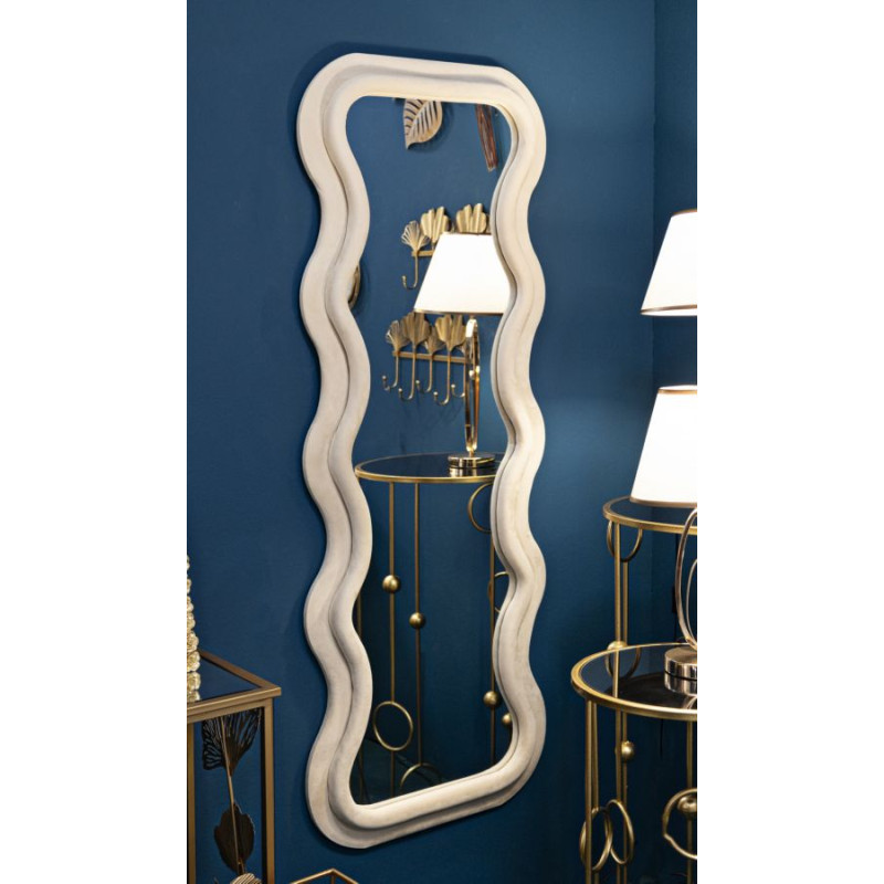 Miroir mural Emily crème velours 60x6x160 cm – Élégance subtile et douceur intemporelle