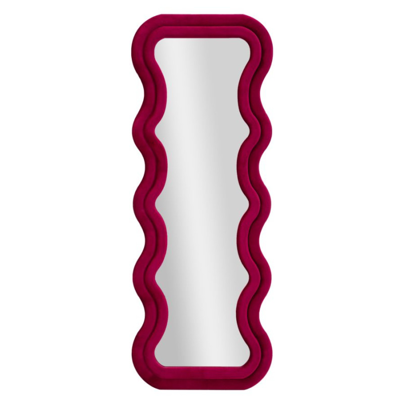 Miroir mural Emily velours fuchsia 60x6x160 cm (miroir 42x144 cm) – Touche moderne et féminité affirmée