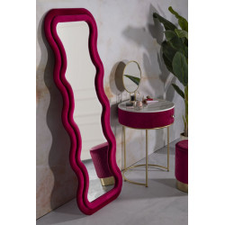 Miroir mural Emily velours fuchsia 60x6x160 cm (miroir 42x144 cm) – Touche moderne et féminité affirmée