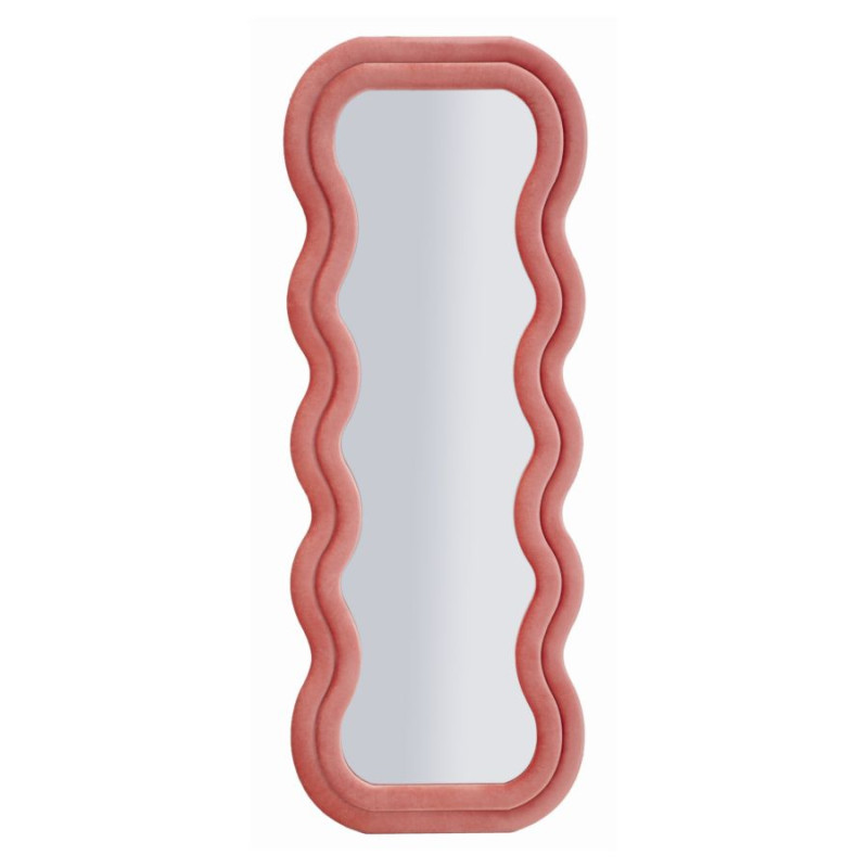 Miroir mural Emily velours rose 60x6x160 cm (miroir 42x144 cm) – Délicatesse et charme poudré