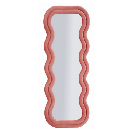 Miroir mural Emily velours rose 60x6x160 cm (miroir 42x144 cm) – Délicatesse et charme poudré