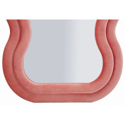 Miroir mural Emily velours rose 60x6x160 cm (miroir 42x144 cm) – Délicatesse et charme poudré