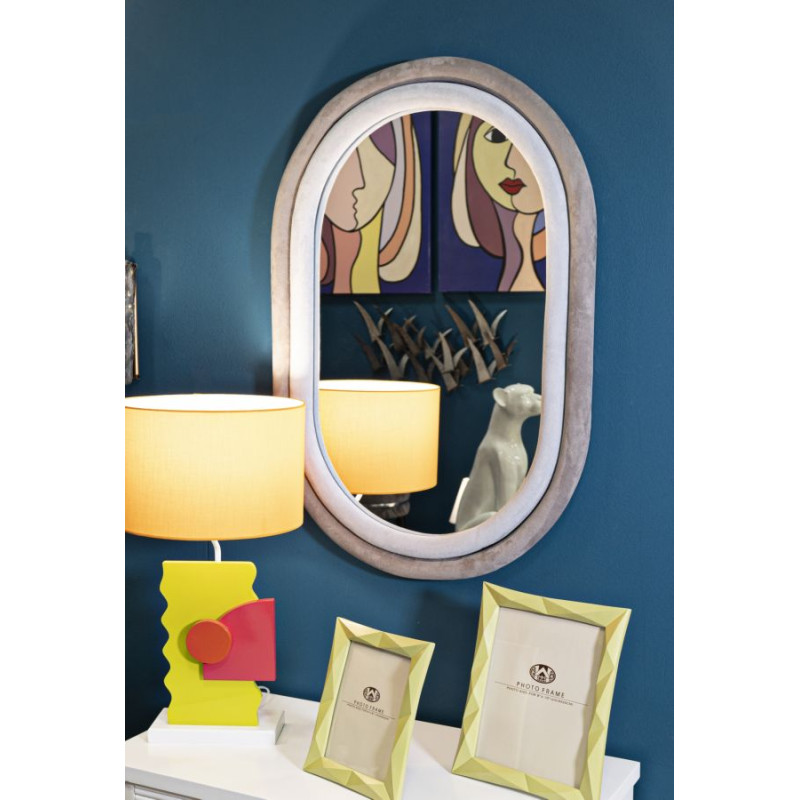 Miroir mural Antony gris velours 60x4x90 cm – Modernité feutrée et élégance discrète