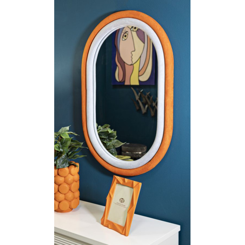 Miroir mural Antony orange/velours mixte 60x4x90 cm – Alliance audacieuse et esprit contemporain