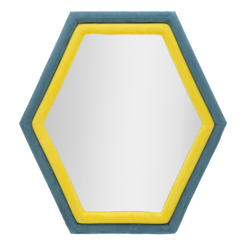 Miroir mural Tony bleu/velours jaune 75x4x80 cm – Design contrasté et énergie moderne