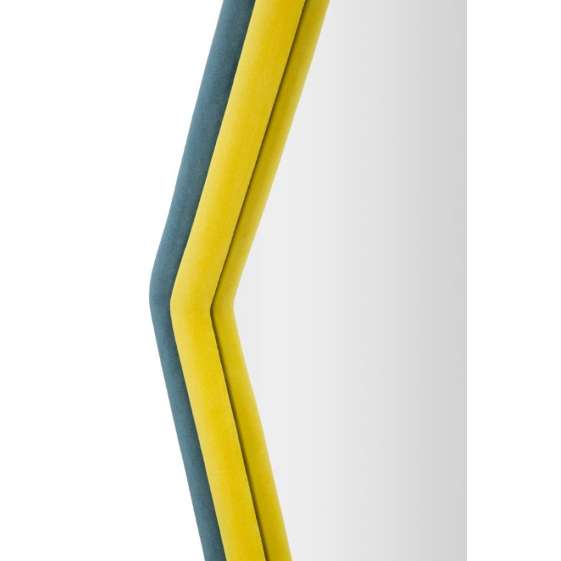 Miroir mural Tony bleu/velours jaune 75x4x80 cm – Design contrasté et énergie moderne
