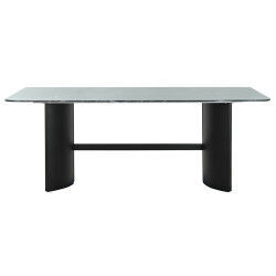 Table de Salle à Manger Home ESPRIT Noir Vert Métal Verre trempé 200 x 100 x 76 cm