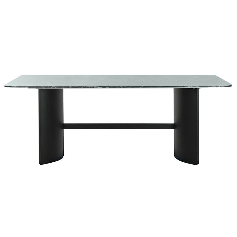 Table de Salle à Manger Home ESPRIT Noir Vert Métal Verre trempé 200 x 100 x 76 cm