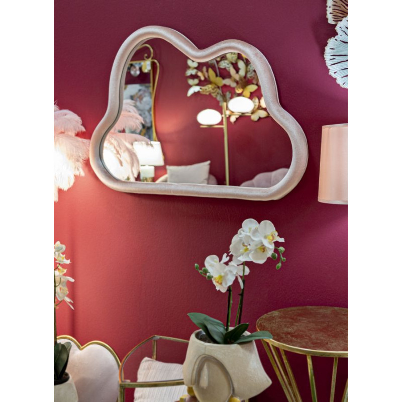 Miroir mural Rose Nuage velours 90x4x60 cm – Romantisme pastel et touche de modernité