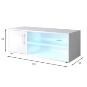 KORA Meuble TV avec éclairage LED - Contemporain - llaqué blanc - L 100 cm