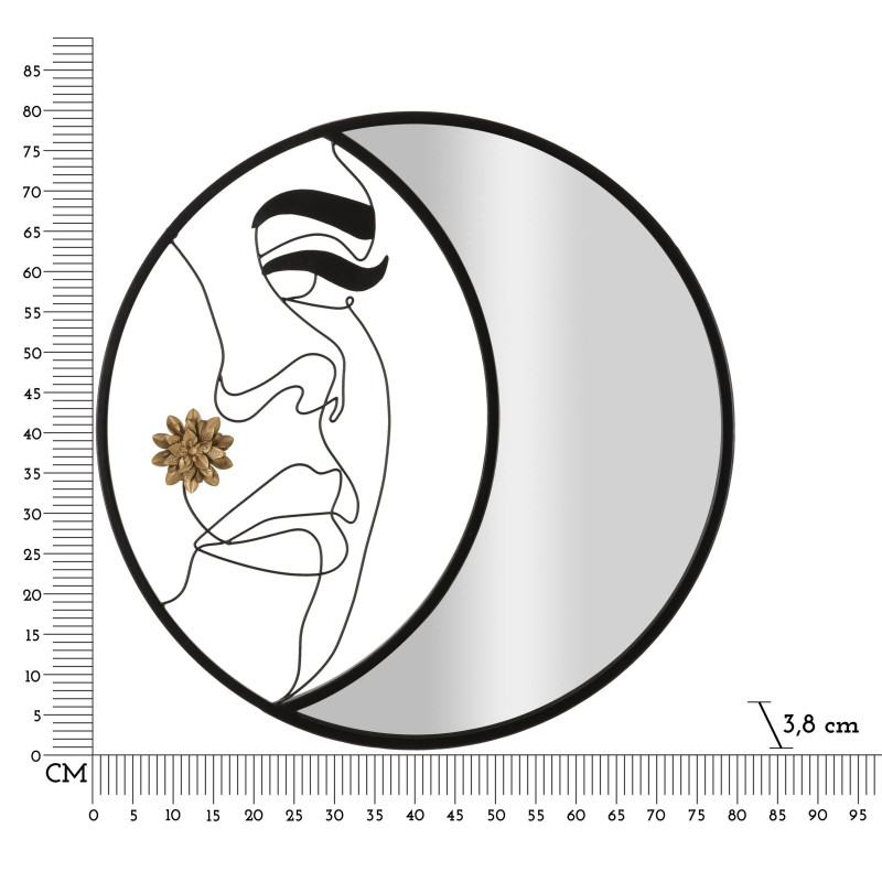 Miroir mural Melly Ø80x3,8 cm – Minimalisme chic et reflets lumineux