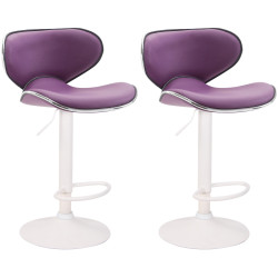 Lot de 2 tabourets de bar Las Vegas V2 simili cuir violet