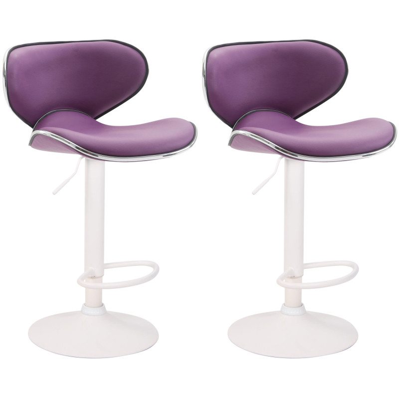 Lot de 2 tabourets de bar Las Vegas V2 simili cuir violet