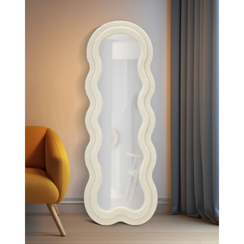 Miroir mural Teddy crème 60x4x160 cm – Douceur velours et style enveloppant