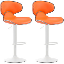 Lot de 2 tabourets de bar Las Vegas V2 simili cuir orange