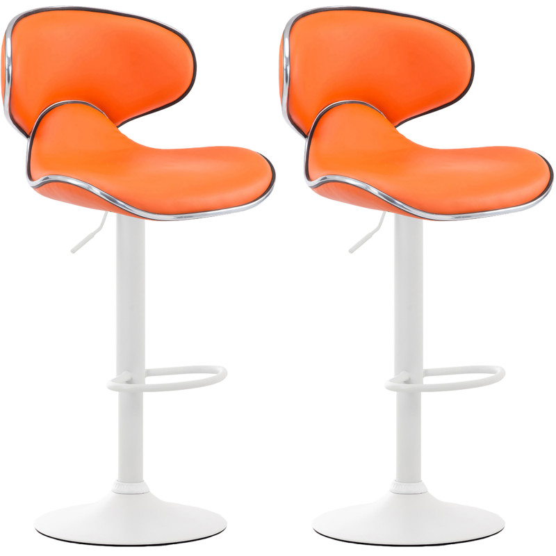 Lot de 2 tabourets de bar Las Vegas V2 simili cuir orange