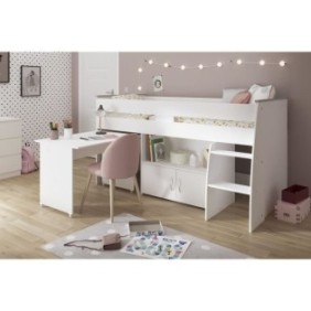 PARISOT ZOLA Lit combiné enfant - Décor blanc - 90x200 cm - Sommier inclus