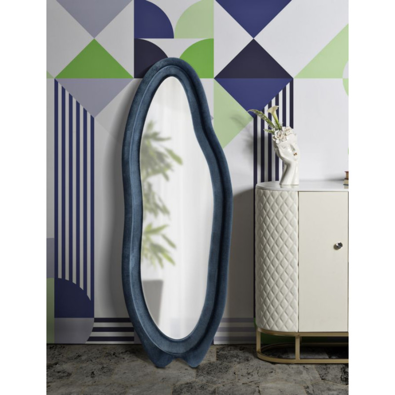 Miroir mural Chanel bleu 60x4x160 cm – Luxe contemporain et sophistication velours