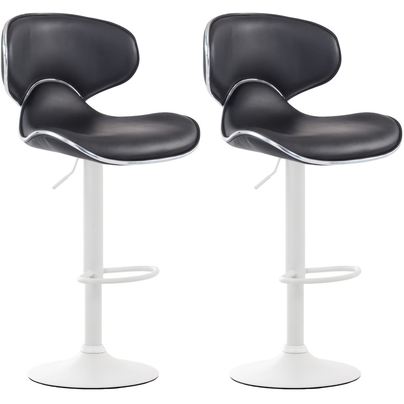 Lot de 2 tabourets de bar Las Vegas V2 simili cuir noir