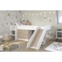 PARISOT SLIDE - Lit toboggan enfant - Décor Blanc et Chene Jackson - Sommier inclus - 90 x 200 cm