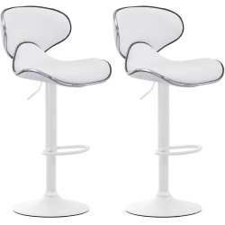 Lot de 2 tabourets de bar Las Vegas V2 simili cuir blanc