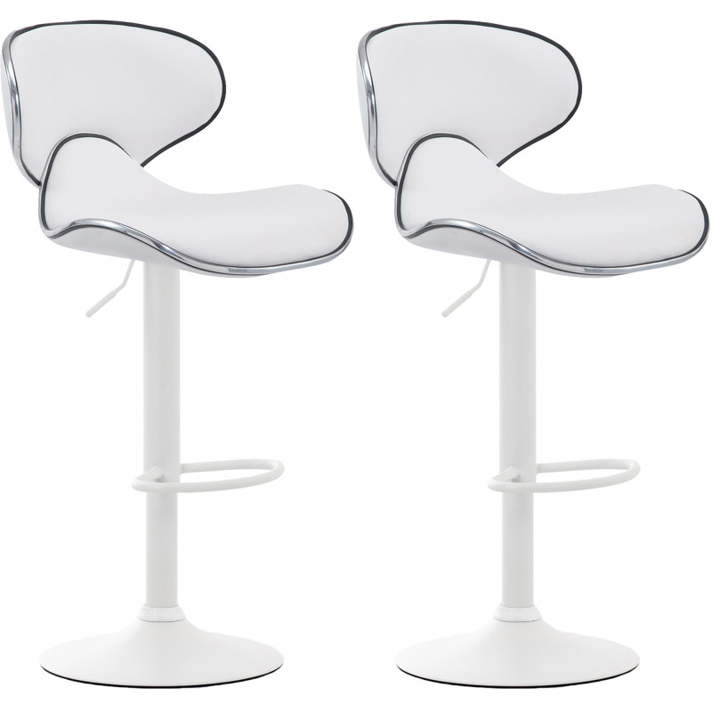 Lot de 2 tabourets de bar Las Vegas V2 simili cuir blanc