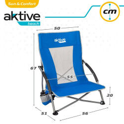 Chaise de Plage Aktive Bleu 50 x 67 x 51 cm (4 Unités)