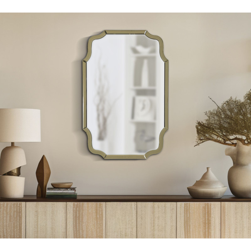 Miroir mural Istanbul or 60x1x90 cm (miroir 54x84,5 cm) – Raffinement doré et design épuré