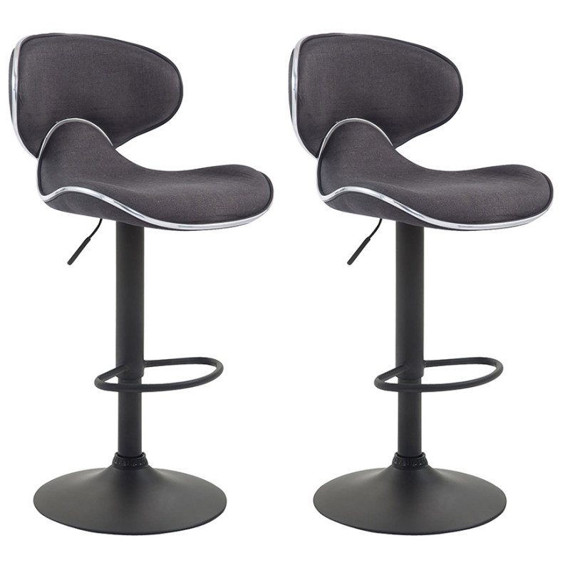 Lot de 2 tabourets de bar Las Vegas V2 en tissu gris foncé
