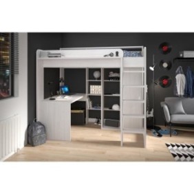 PARISOT Lena Lit combiné mezzanine enfant - Décor Pin Petterson - Sommier inclus - 90 x 200 cm