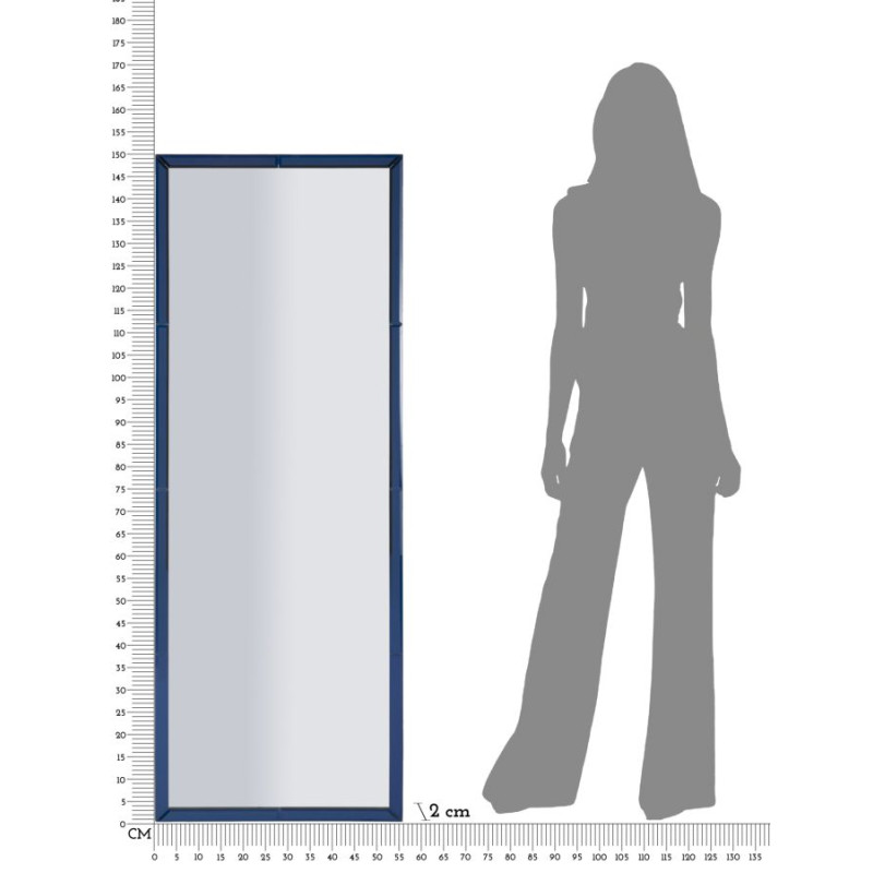 Miroir mural Bleu Berlin 55x2x150 cm (miroir 49x143,5 cm) – Couleur apaisante et design contemporain