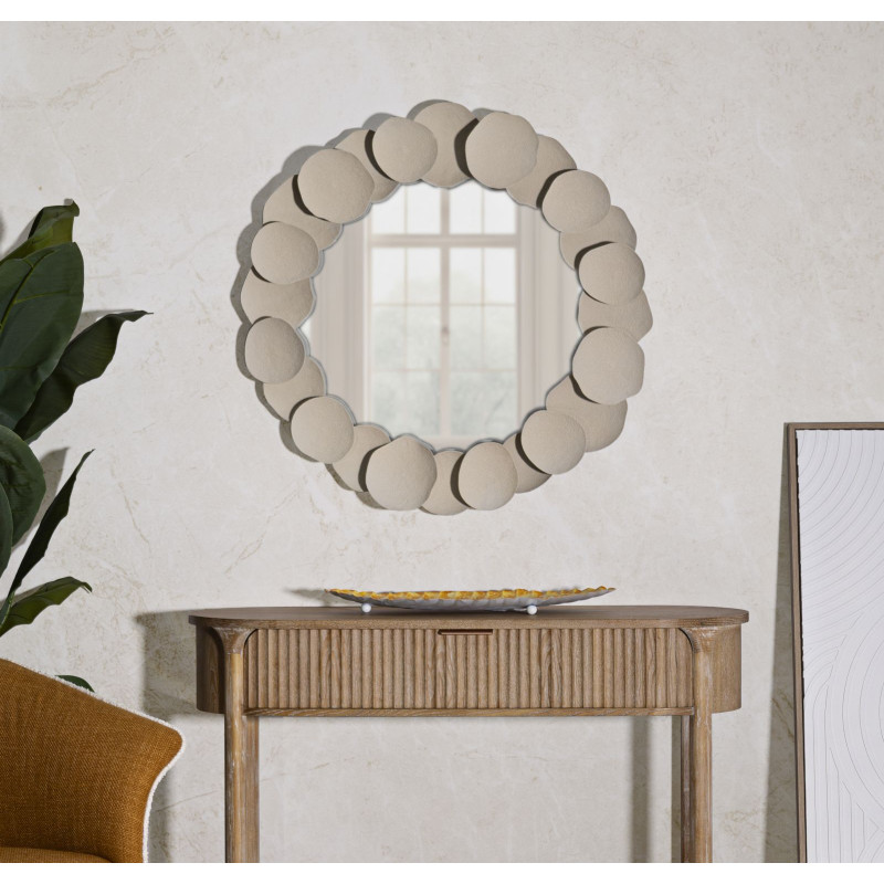 Miroir mural Dune 85x7,5x85 cm (miroir Ø62 cm) – Élégance sculpturale et harmonie murale