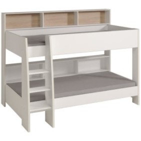 PARISOT Lits superposés enfant - Décor Chene et Blanc Ombre - Sommiers inclus - 2 x 90 x 200 cm - JIM