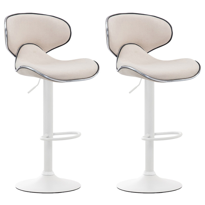 Lot de 2 tabourets de bar Las Vegas V2 en tissu crème