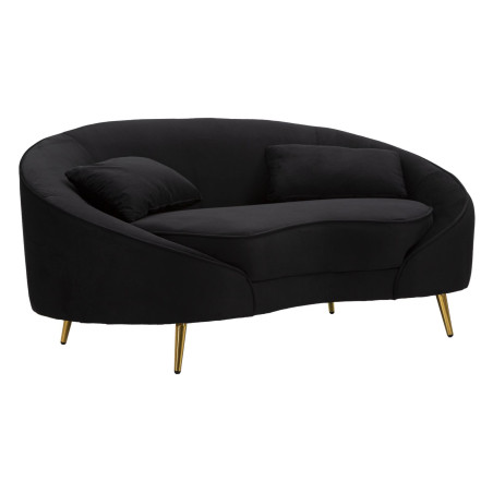 Canapé 2 places Oslo noir avec coussins 148x84x68 cm – Luxe moderne et finition chic