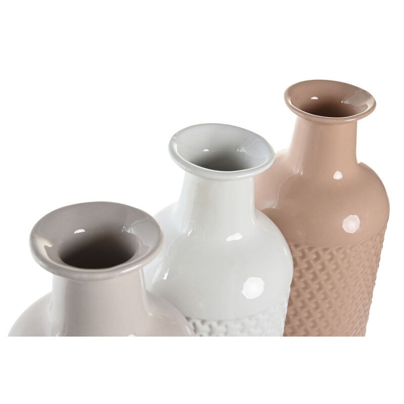 Vase DKD Home Decor Terre cuite Mauve Rose clair Dolomite 13 x 13 x 41 cm (3 Unités)