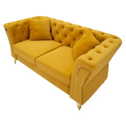 Canapé Emy moutarde avec coussins 162x83x76 cm – Couleur audacieuse et confort raffiné