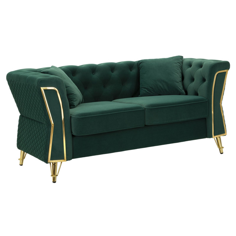 Canapé Emy vert avec coussins 162x83x76 cm – Élégance naturelle et style contemporain