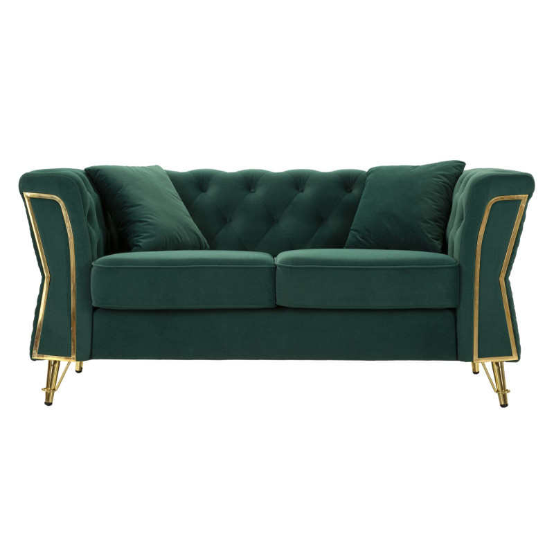 Canapé Emy vert avec coussins 162x83x76 cm – Élégance naturelle et style contemporain