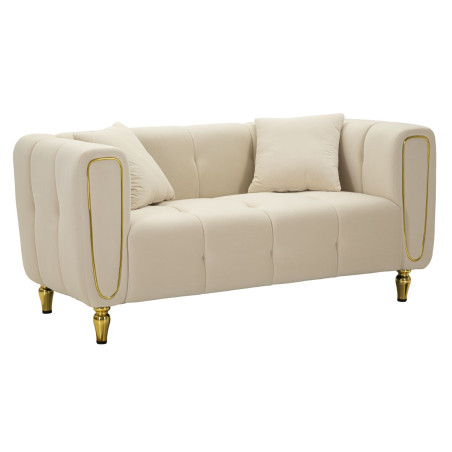 Canapé Alma crème avec coussins 155x81x71 cm – Sobriété lumineuse et confort haut de gamme