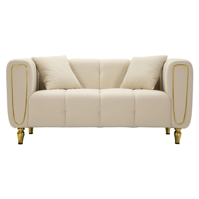 Canapé Alma crème avec coussins 155x81x71 cm – Sobriété lumineuse et confort haut de gamme