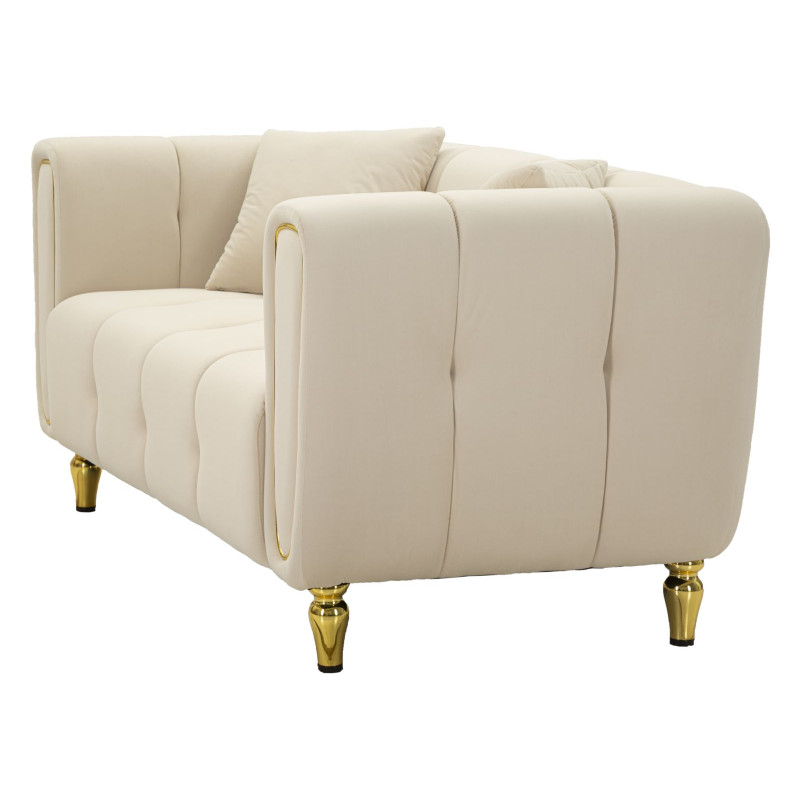 Canapé Alma crème avec coussins 155x81x71 cm – Sobriété lumineuse et confort haut de gamme