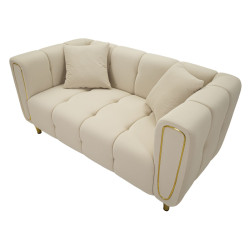 Canapé Alma crème avec coussins 155x81x71 cm – Sobriété lumineuse et confort haut de gamme