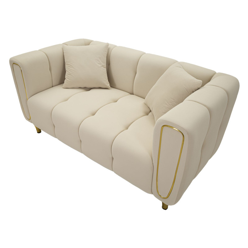 Canapé Alma crème avec coussins 155x81x71 cm – Sobriété lumineuse et confort haut de gamme