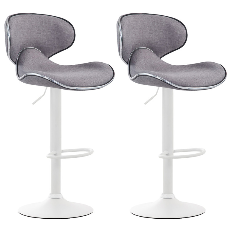 Lot de 2 tabourets de bar Las Vegas V2 en tissu gris clair